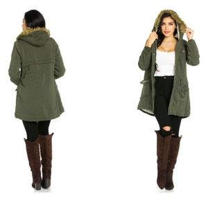 AMBIANCE OLIVE HOODED COAT